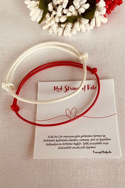 Concept HuBuTU Set of 2 Women's Men's Red White Rope Infinity Bracelet