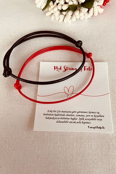 Concept HuBuTU Set of 2 Women's Men's Red Black Rope Infinity Bracelet
