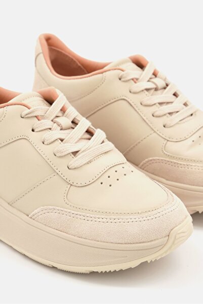 Fitflop Women Lace Up Flat Foam Flatform Outdoor Shoes, Stone Beige