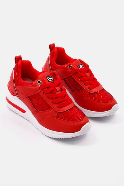 Marc Ecko Women Georgina Lace Up Embellished Casual Sneaker, Red