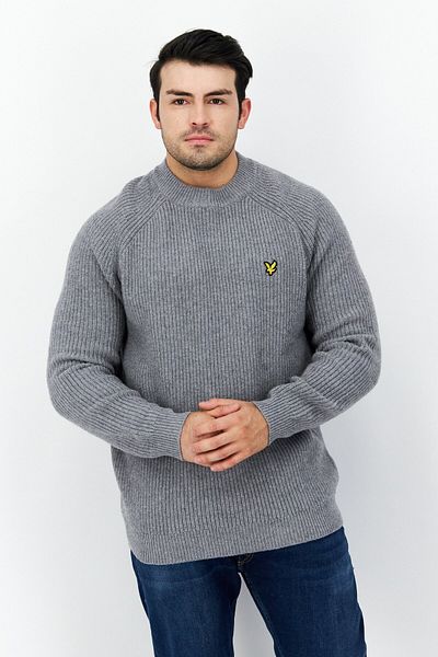 Lyle & Scott Men Crew Neck Shaker Stitch Sweater, Grey