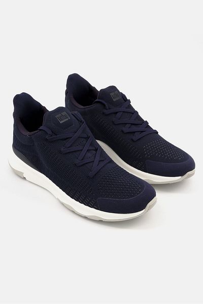 Fitflop Men Vitamin Ffx Knit Lace Up Casual Shoes, Navy Combo