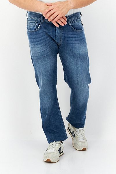 Replay Men Comfort Fit Washed Stretchable Jeans, Deep Blue Indigo