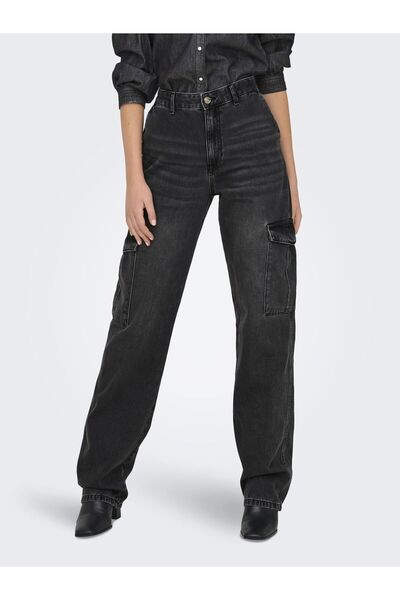 ONLY Düz Kesim kot pantolon ONLHAZİRAN Hohe Taille Gerade geschnitten Jeans