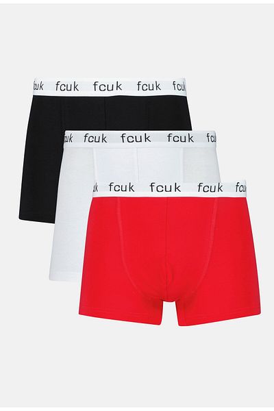 French Connection Men 3Pcs Brand Logo Boxer, Red