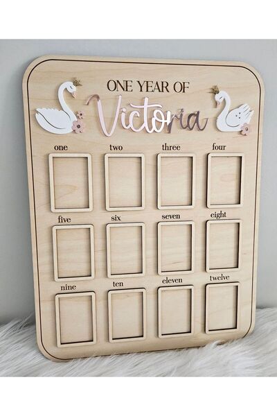 MİSHE TASARIM Ahşap Bebek 1 Yaş Panosu Masa Dekoru Doğum Günü Konseptli