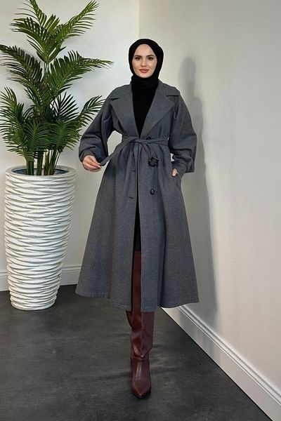 MERVEN AKYÜZ Παλτό Catherina Gri Kaşe