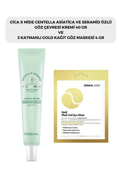 Dermal Cicaxmide Eye Contour Cream 40 Gr and Dermal 3 Layer Gold Eye Mask 4 Gr