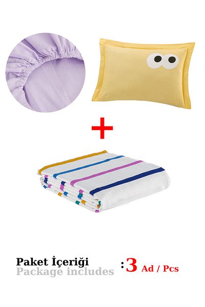 Eponj Home Yellow Single Printed Pique Set - Funny