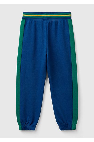 United Colors of Benetton Saks Blue pentru băieți - Pantaloni de trening cu dungi contrastante și talie elastică