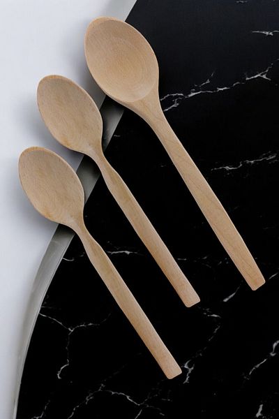 küche haus 3-Piece Natural Wooden Spoon Set - Non-Varnished Food