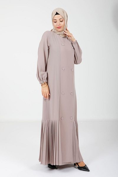 Beyza Μπεζ πλισέ με κουμπιά και πλαϊνή τσέπη Ferace 3894