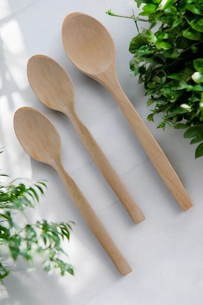 küche haus 3-Piece Natural Wooden Spoon Set - Non-Varnished Food