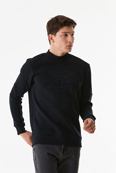 Fulla Moda Світшот з вишитим написом і високим коміром