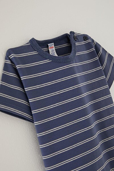 Breeze Boy's T-Shirt Placket Striped 1-4 Years, Dark Blue