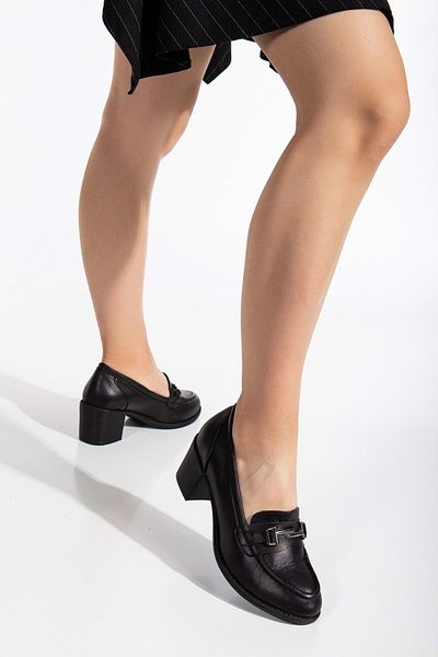 ANALİN SHOES Piele naturală neagră - Pantofi cu toc pentru femei clasici cu cataramă