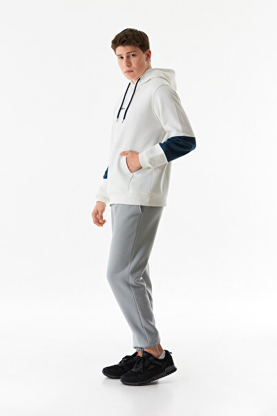 Fulla Moda Yazı Baskılı Kanguru Cepli Kapüşonlu Sweatshirt