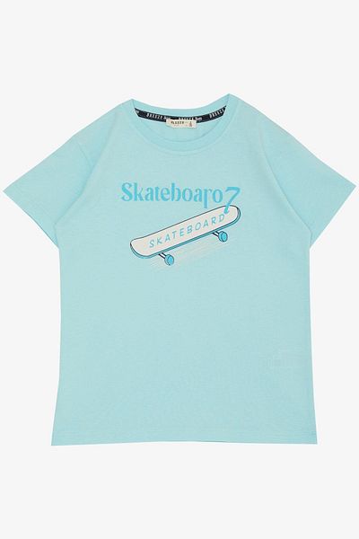 Breeze Μπλουζάκι για αγόρια με στάμπα Skateboard 8-12 ετών, γαλάζιο