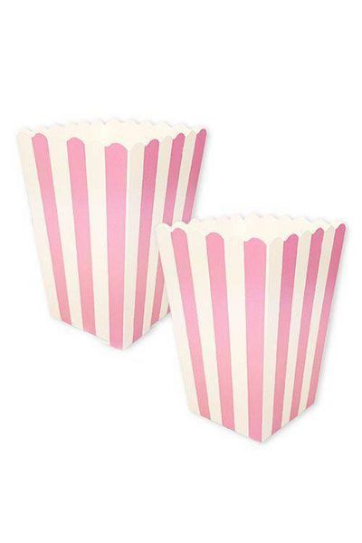 Parti Dükkanım Pink Corn Box with White Stripes (8 Pieces)