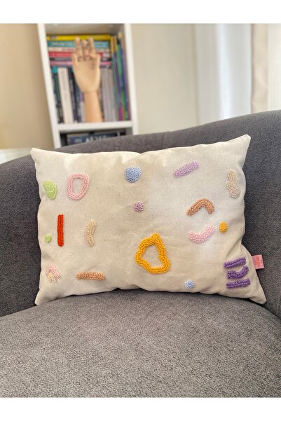 Les Passent Изпрана ленена цветна възглавница с перфорация