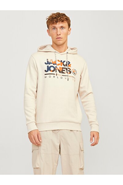 Jack & Jones JACK JONES Yazı Baskılı Kapüşonlu Erkek Sweatshirt 12256821