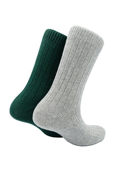 Bambuleyyo Çorap Kadın Kaşmir Çorap - 2'li Paket (BEDEN 36-41), Gri Ve Yeşil