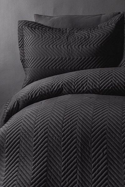 İssimo Home Simply Anthracite Cotton Satin Double Bedspread Set