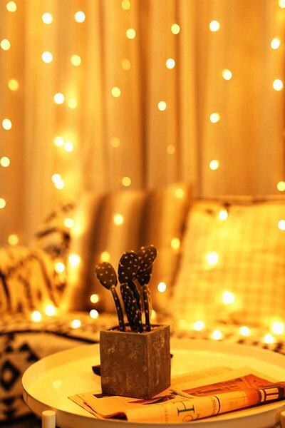 xsir 3x2 Metre 192 Ledli 12 Saçaklı Perde Led Işıklar Animasyonlu Kumandalı Fişli - Günışığı