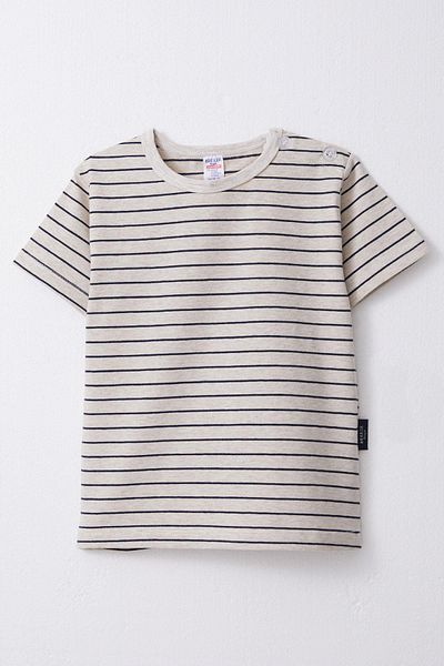 Breeze 1-4 Years Boy Beige Melange Placket Striped T-Shirt