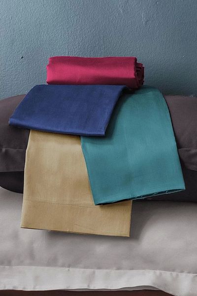 İssimo Home Navy Blue Satin FittedSet- 100*200 / 50*70 Cm(1)