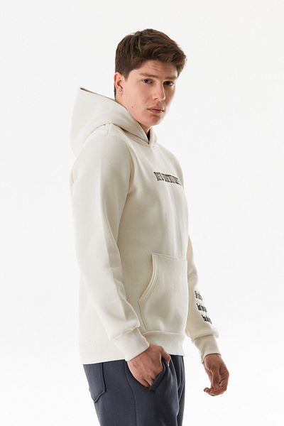 Fulla Moda Text Embroidered Kangaroo Pocket Hooded Sweatshirt