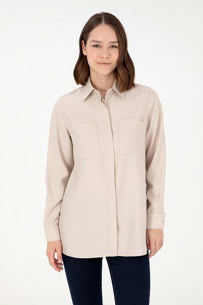 U.S. Polo Assn. Women's Stone Long Sleeve Tunic Shirt 50293568-Vr049