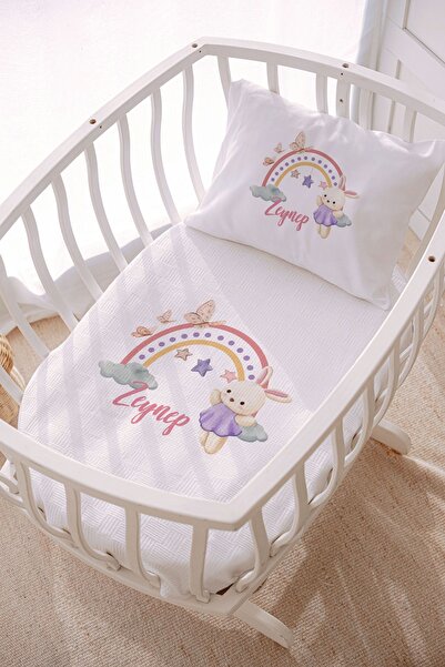 Lilabio İsme Özel 70x120 Park Yatak Ve Anne Yanı Pike Seti Tavşan