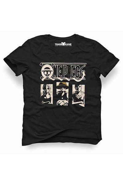 Tshirthane Ανδρικό μπλουζάκι Anime One Piece με στάμπα μαύρο