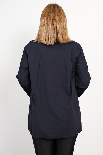 Gentleman Horses Oversize Dark Blue Sports Blouse with a Zipper on the Front with a Long Short Cut
