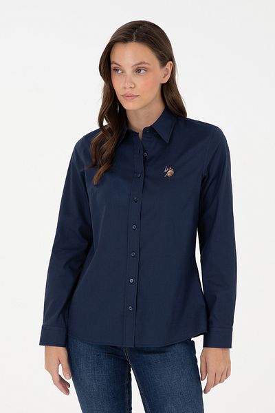 U.S. Polo Assn. Cămașă de bază cu mânecă lungă de damă bleumarin 50295710 -VR033