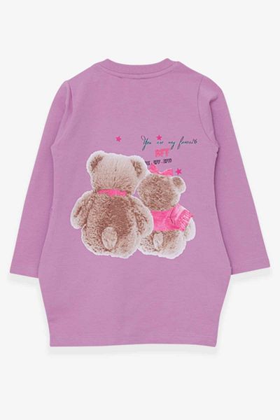 Breeze Girl's Tunic Teddy Bear Printed Glitter 1.5-5 Years, Lilac