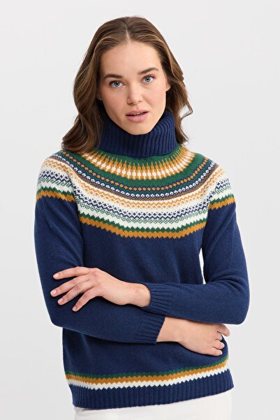 Desen Triko Γυναικείο μάλλινο πουλόβερ Indigo - Ολόσωμο ζιβάγκο