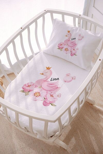 Lilabio İsme Özel 70x120 Park Yatak Ve Anne Yanı Pike Seti Kuğu