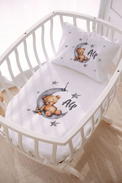 Lilabio İsme Özel 70x120 Park Yatak Ve Anne Yanı Pike Seti Ayıcık