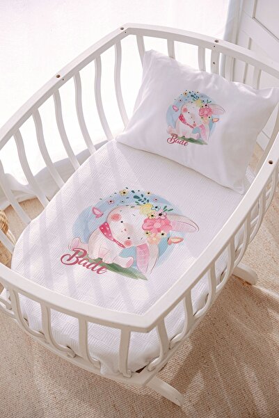 Lilabio İsme Özel 70x120 Park Yatak Ve Anne Yanı Pike Seti Tavşan