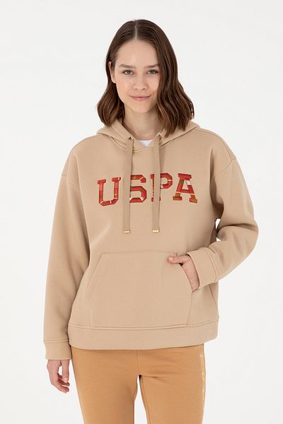 U.S. Polo Assn. Γυναικείο φούτερ με κουκούλα άμμου 50298586 -vr085