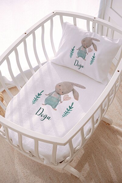 Lilabio İsme Özel 70x120 Park Yatak Ve Anne Yanı Pike Seti Tavşan
