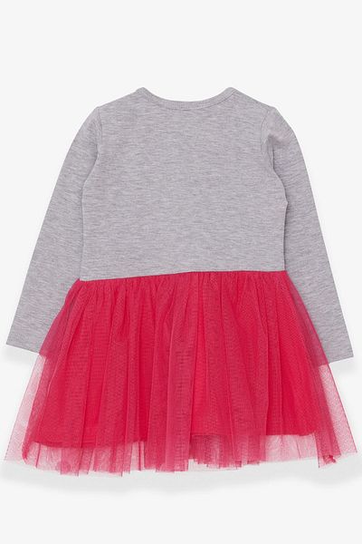 Breeze Girl's Long Sleeve Dress Sequined Text Printed 1.5-5 Years, Gray Melange