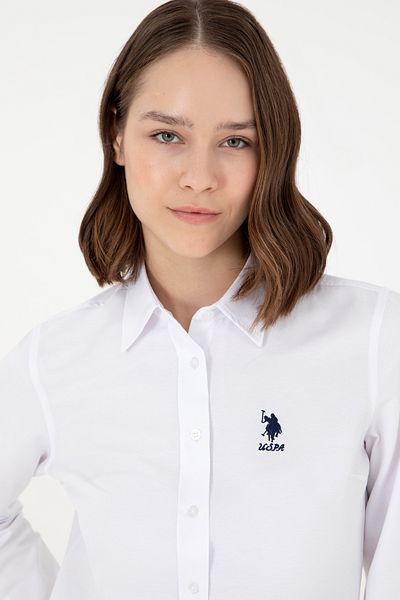 U.S. Polo Assn. Cămașă de bază cu mânecă lungă albă de damă 50295711 -VR013