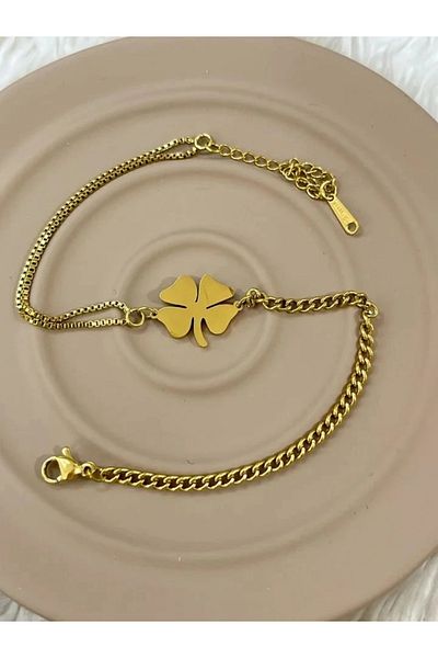YASİN TOPÇU Steel Gold Anklet