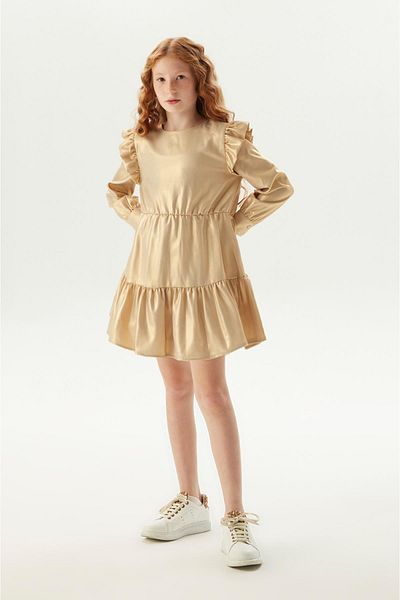 FRACOMINA BG Store Rochie de aur pentru fete 23FW0FM0782