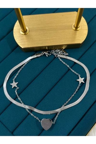 YASİN TOPÇU Steel Silver Anklet