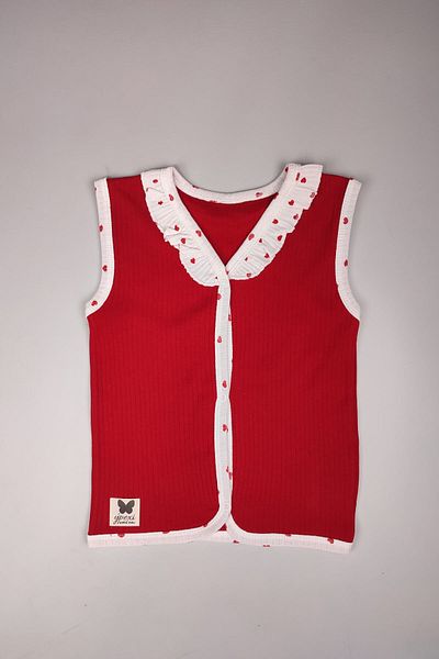 Peki Ypexi Add 5 Pay 4 Cotton Ruffled Heart Vest and Suede Body for Baby and Girl - Gift Top 15202