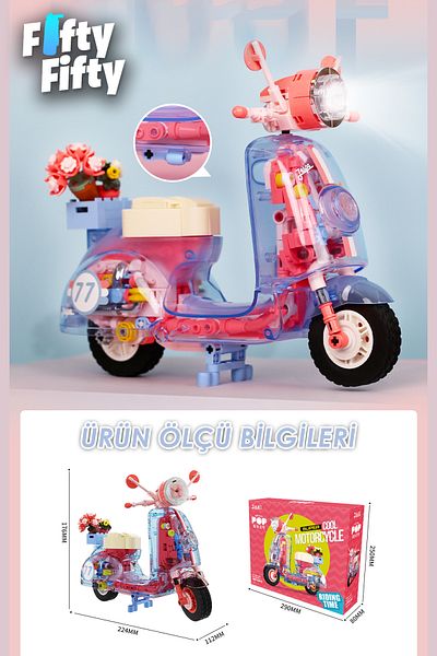 Vagonlife Jaki Maker Pop Super Cool Motorcycle -Jk8325-3 (552 Pieces) Toy Building Set